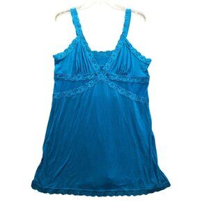 Adore Me Size 1X Turquoise Blue Lace Trim Chemise Soft Stretchy Sleepwear Comfy